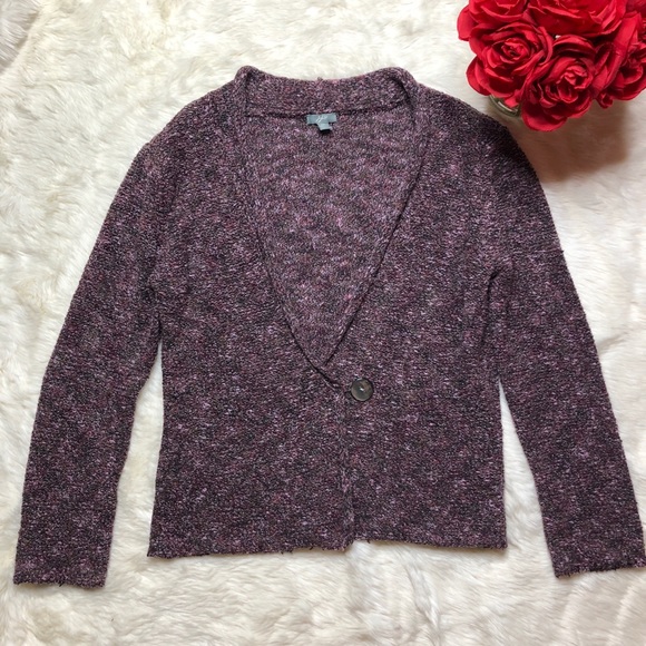 J. Jill Jackets & Blazers - J. Jill One Button Deep V Neck Wrap Purple Sweater Petite